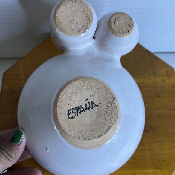 Made in Spain Olive Bowl with Toothpick Salt Holder Painted pottery Bowl Server - Picture 4 of 14